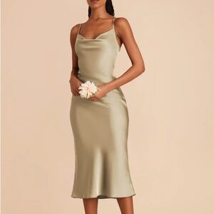 Birdy Grey Green Moss Lisa Midi Dress Cowl Neck size Medium